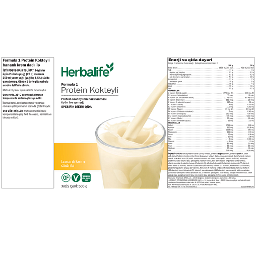 Protein kokteyli Formula 1 bananlı krem dadı ilə 